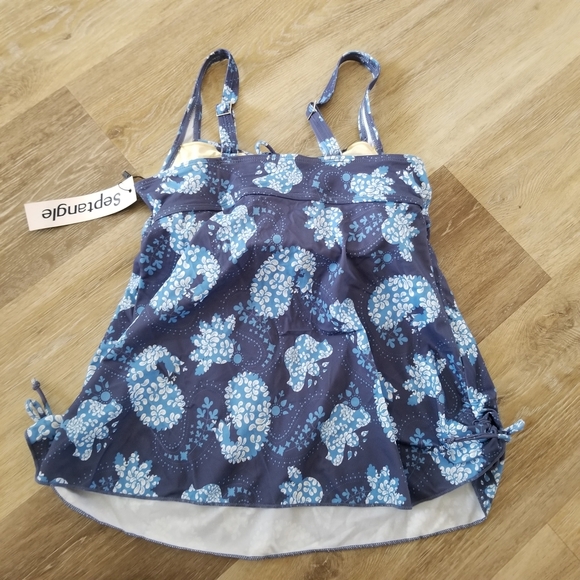 NWT Septangle Blue Floral Tankini Swim Top Size 10 - Picture 4 of 8
